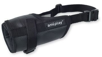 AmiPlay Kaganiec dla psa typu tuba EKOSKÓRA - XL - obwód 21-25cm - czarny