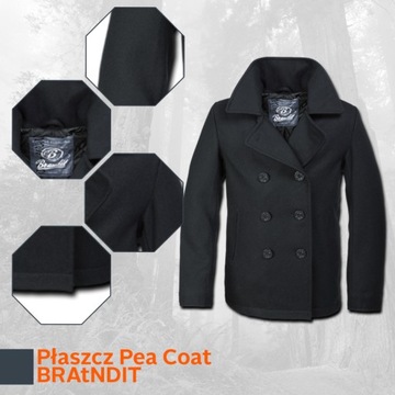 BRANDIT Veľký pánsky kabát Bosmanka Pea Coat 4XL