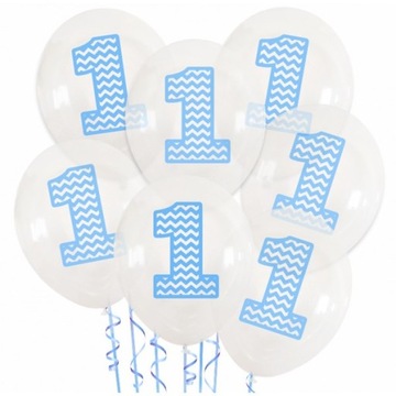 BALONY ROCZEK 1 URODZINY przeźroczyste CLEAR 7SZT