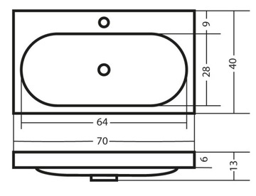 БЕЛЫЙ умывальник 70 x 40 x 5 см Polish Product