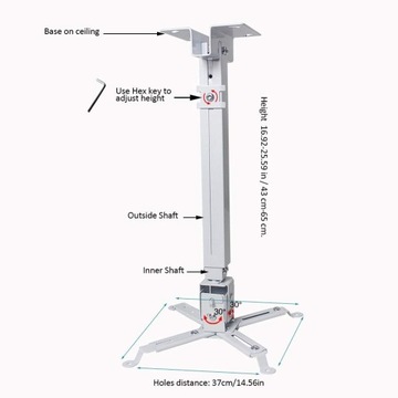 Потолочный держатель для проектора, проектор, 43-65 см, 20 кг