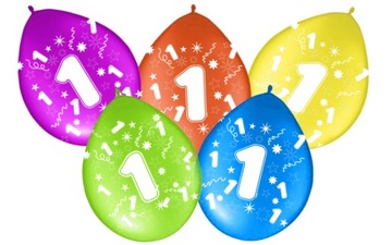 Balony na Roczek 1 PIERWSZE Urodziny Balon 5 szt.