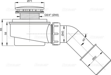 ALCAPLAST Сифон для душа A471CR 50 хром