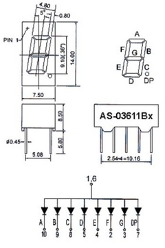 ART Новый светодиод 1 ЦИФРА 0,36 дюйма = 9 мм Ultra-RED W.A.