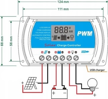 КОНТРОЛЛЕР ЗАРЯДКИ С ЖК-дисплеем, 30 А, 12 В/24 В, ШИМ, USB, СОЛНЕЧНАЯ СОЛНЕЧНАЯ СИСТЕМА