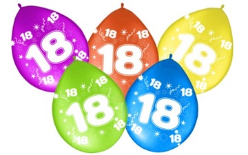 Balony Cyfra 18 OSIEMNASTKA Urodziny Party Balon