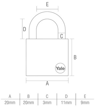 2x НАВЕСНОЙ ЛАТУННЫЙ ЗАМОК YALE 20 мм Система с одним ключом