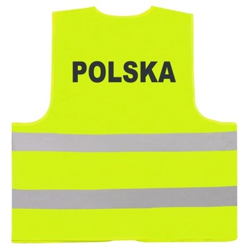 KAMIZELKA LOGO NA PLECACH POLSKA ODBLASKOWA ŻÓŁTA