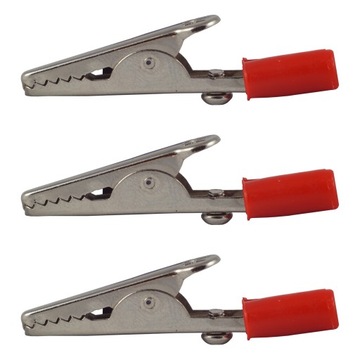 Зажим «крокодил» неизолированный 51мм красный [3 шт.]