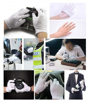 Jemné biele bavlnené rukavice na starostlivosť o ruky na noc XS-6