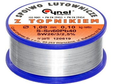 Cyna z topnikiem Cynel szpula 1mm, 100g