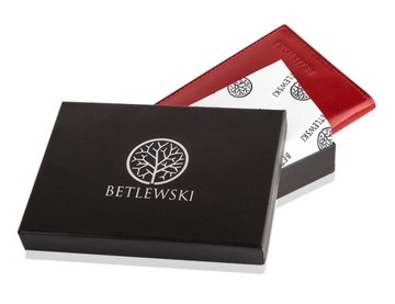 Puzdro na karty Kožená peňaženka Betlewski Puzdro na dokumenty Červená