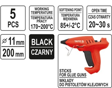 KLEJ WKŁADY DO KEJENIA NA GORĄCO 11,2 5SZT CZARNY