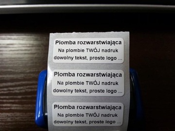 PLOMBY GWARANCYJNE STICKERY 40x12 RZW 250szt TWÓJ NADRUK !