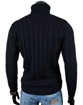 Gruby GOLF Sweter MA22 Czarny___XL____POLSKA