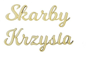 Drewniany napis decoupage SKARBY + IMIĘ sklejka