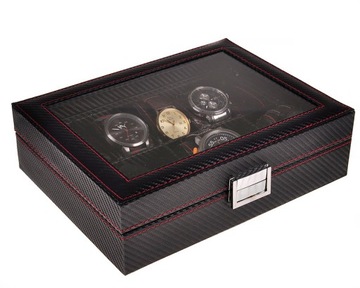 Pudełko szkatułka kuferek etui 10 zegarków czarny