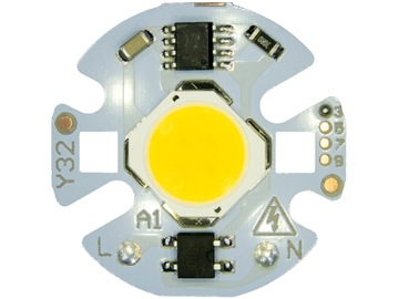 MODUŁ LED COB 5W 490lm BIAŁY CIEPŁY lub ZIMNY 32mm bezpośrednio pod 230V