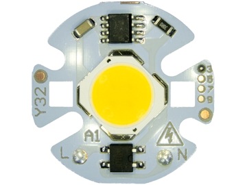 COB LED МОДУЛЬ 7Вт 690лм ТЕПЛЫЙ или ХОЛОДНЫЙ БЕЛЫЙ 32мм напрямую на 230В