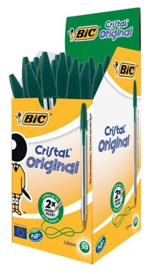 DUŻY ZESTAW DŁUGOPISÓW zielonych BiC Cristal DŁUGOPIS zestaw 50 sztuk