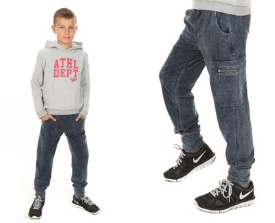 Spodnie dresowe chłopięce Joggery DEKATYZOWANE Jeans 140 cm Prod.PL