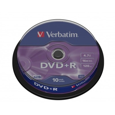 VERBATIM DVD+R 4,7GB 16x cake 10 sztuk AZO