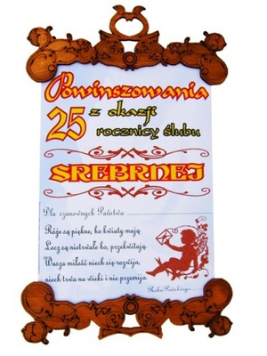 dyplom z listewkami 25 rocznica ślubu srebrne gody