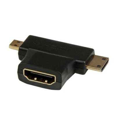 Adapter 2w1 gniazdo HDMI wtyk MicroHDMI MiniHDMI