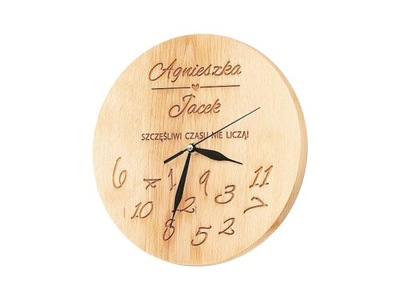 Personalizowany zegar drewniany, oryginalny drewno