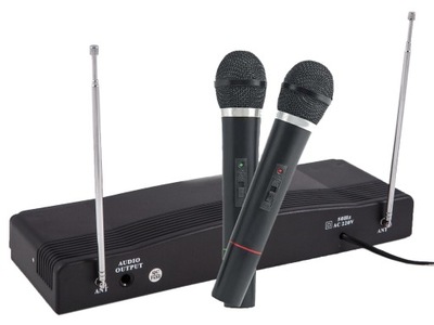 ZESTAW STACJA + 2 BEZPRZEWODOWE MIKROFONY KARAOKE