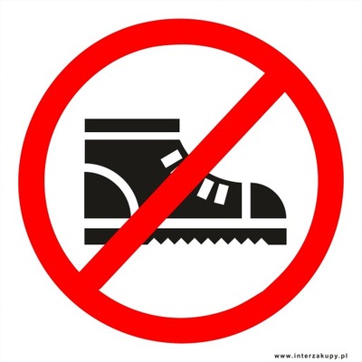naklejka INZ10 - zakaz wchodzenia w butach 10x10