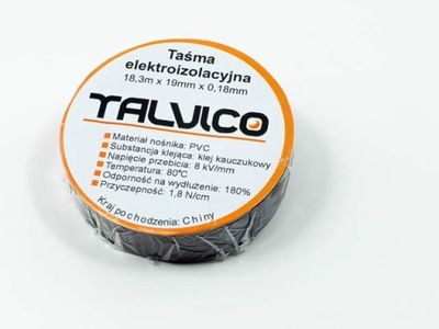 taśma izolacyjna czarna TALVICO izolacja 18,3mb