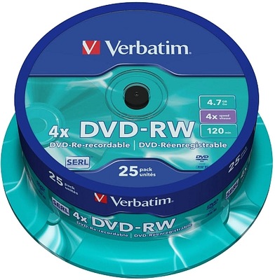 Verbatim DVD-RW 4,7gb x4 Cake 25 NAJLEPSZE