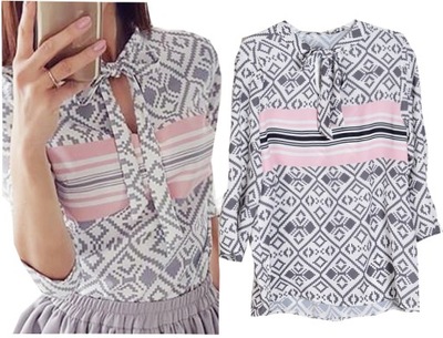 510m BLUZKA AZTECKA BOHO WIĄZANY DEKOLT S/M
