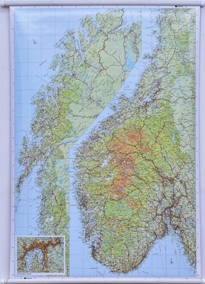 NORWEGIA MAPA ŚCIENNA DROGOWA I FIZYCZNA