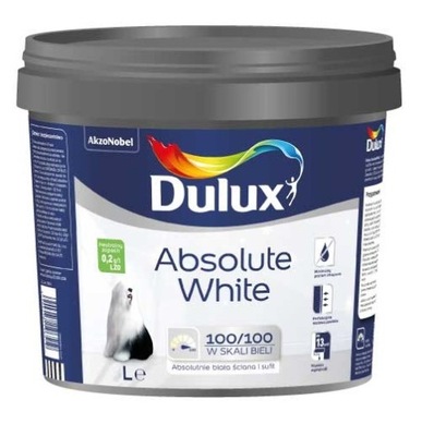 Farba akrylowa ścienna Dulux 9 l biała mat
