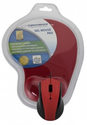 KOMPLET RED Podkładka żelowa Mysz 1200dpi gratis