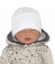 Czapka niemowlęca noworodkowa bawełniana biała 56
