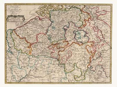 FLANDRIA HOLANDIA bogato zdobiona mapa Senex 1721