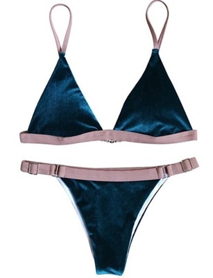 STRÓJ KĄPIELOWY BIKINI VELVET WELUR SEXY AKSAMIT M