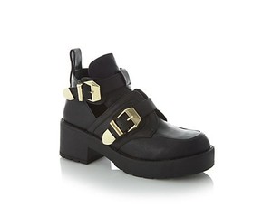 RIVER ISLAND CUT OUT ANKLE BOOTS BLACK SKÓRA 38