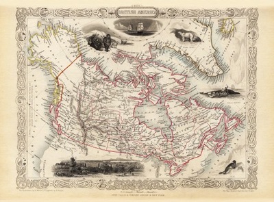 KANADA Montreal mapa ilustrowana Tallis 1851 r