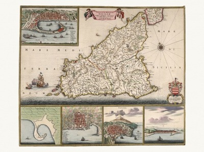 SYCYLIA WŁOCHY ilustrowana mapa de Witt 1682 rok