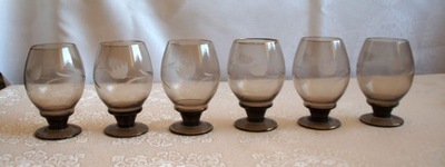 Kieliszki GRAWEROWANE RETRO PRL VINTAGE