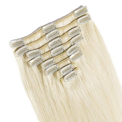 Pasma naturalne jasny blond włosy clip in 40 cm