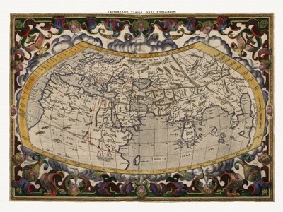 Mapa Świata Petrus Bertius 1618 r. 80 x 60 cm.
