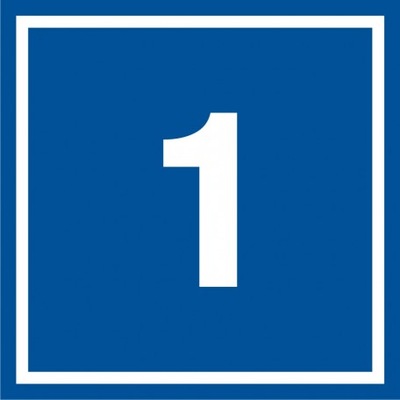 Numer 1 znak tabliczka 10x10 płyta PCV