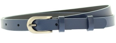 Wąski pasek skórzany do sukienki GRANATOWY 1,5 cm