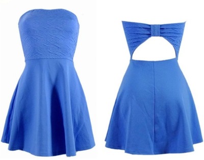 Bershka sukienka rozkloszowana gorsetowa blu L