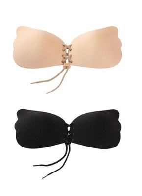 BIUSTONOSZ SAMONOŚNY PUSH UP GŁADKI STANIK BEZ RAMIĄCZEK ZESTAW 2 SZT r.B